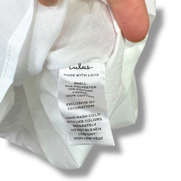 Lulus NWOT Marvelous Time White Ruffled Open Back Empire A-Line Mini Dress Small - Picture 11 of 11